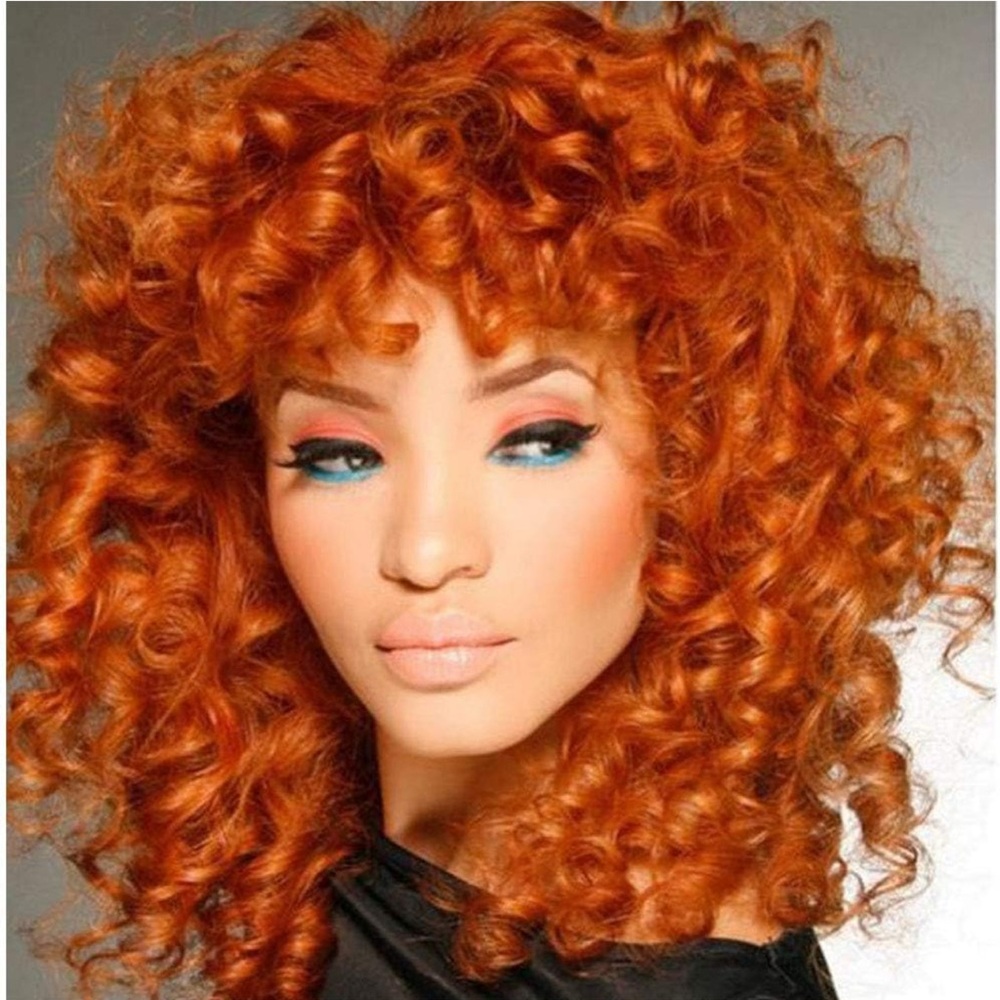 Curly Orange synthetic Wig for Women